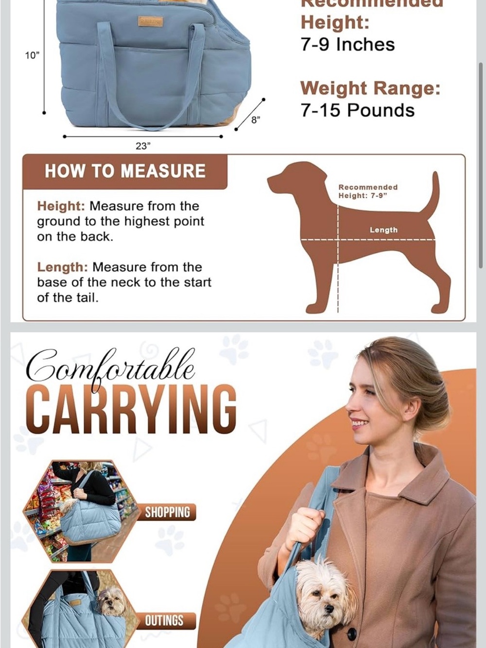 Soft Blue Pet Carrier Tote Bag by - Picture 3 of 8
